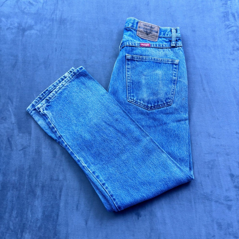 Wrangler Premium Quality Regular Fit Jeans 33x30 Blue Distressed 96501DS Cotton